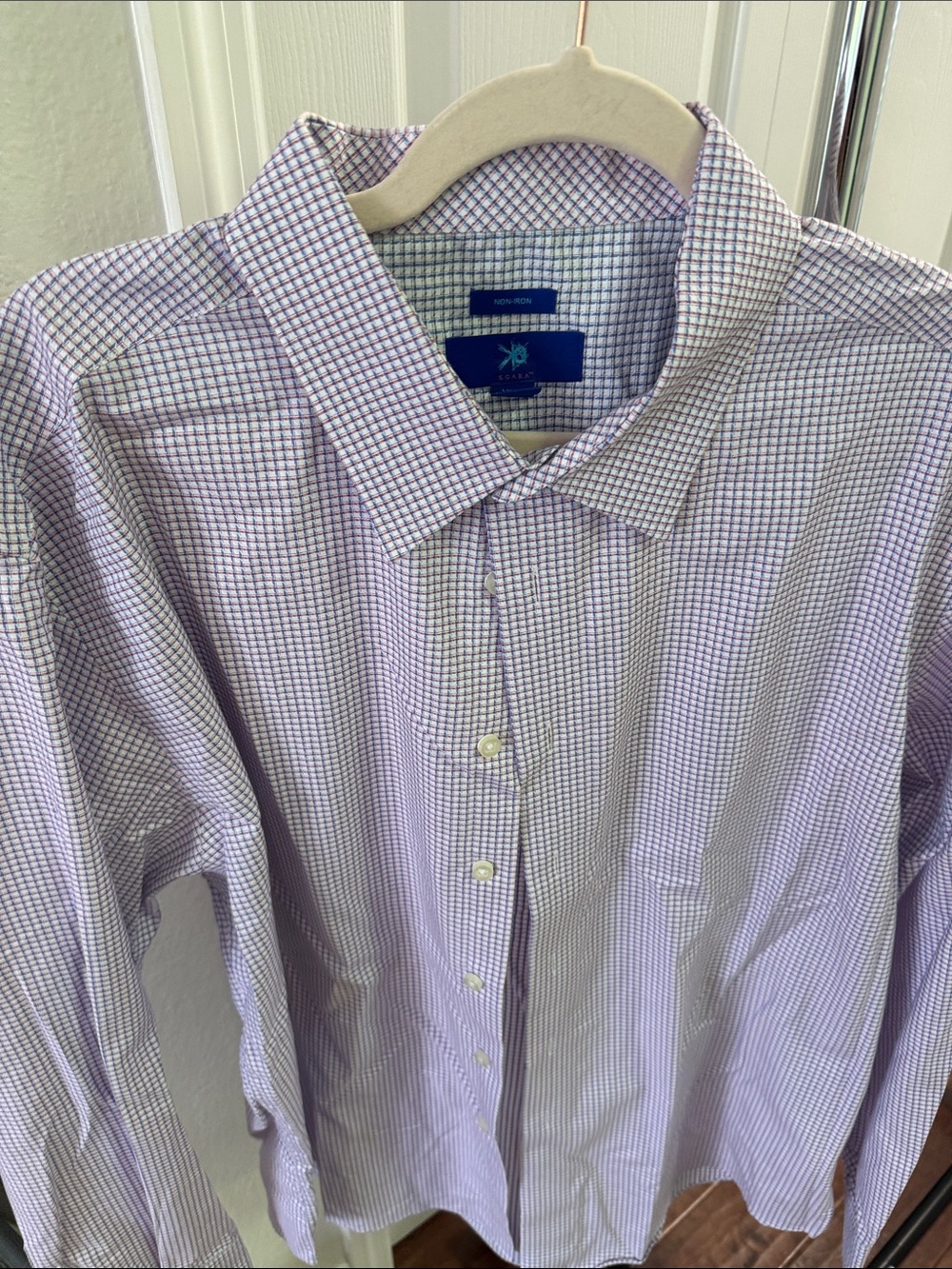 Egara Lavender and White Check Dress Shirt
